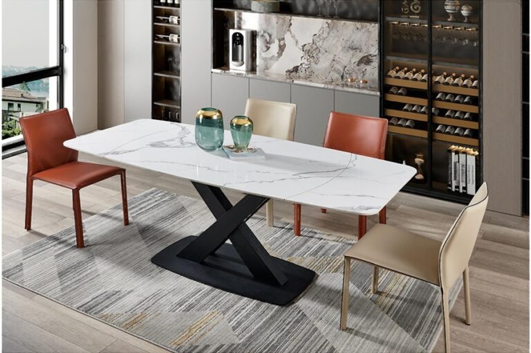 Stunning Sintered Stone Swivel Rotating Extension Dining Table